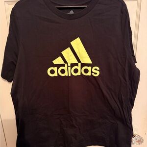 Adidas Black Tee with Vibrant Lime Green Logo, 2X